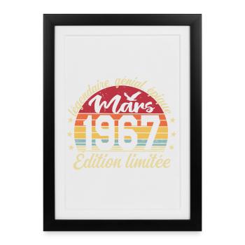 Mars 1967 59 ans Cadeau Anniversaire Mars 1967 - Affiche encadrée (27 × 37 cm) - noir - Devant