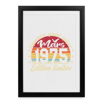 March 1975 51 Years Birthday Gift March 1975 - Framed poster (27 × 37 cm) - black - Front
