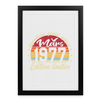 March 1977 49 Years Birthday Gift March 1977 - Framed poster (27 × 37 cm) - black - Front