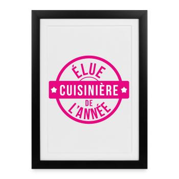 Élue Cuisinière de l'Année : Badge Rose Pro - Affiche encadrée (27 × 37 cm) - noir - Devant