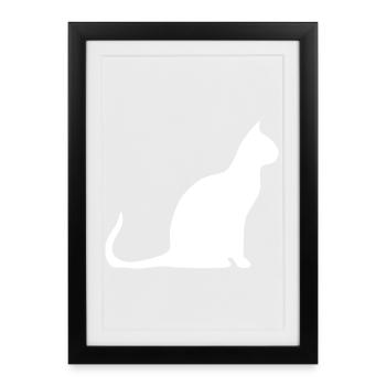 Katze Silhouette Design minimaliste Amoureuse des chats - Affiche encadrée (27 × 37 cm) - noir - Devant