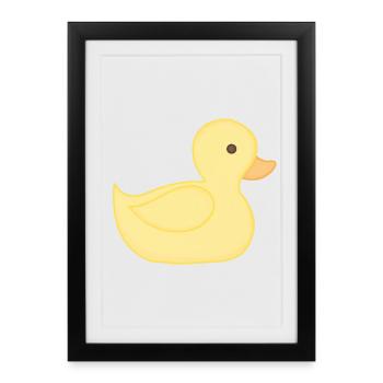 Yellow rubber duck cartoon style - Framed poster (27 × 37 cm) - black - Front