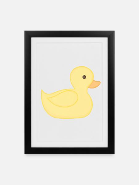 Yellow rubber duck cartoon style - Framed poster (27 × 37 cm) - black