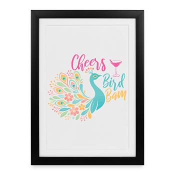 Cheers Bird Bam Mahjong Tiles Funny - Framed poster (27 × 37 cm) - black - Front