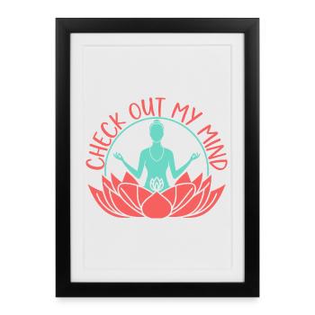 Yoga Check Out My Mind Funny Yoga - Affiche encadrée (27 × 37 cm) - noir - Devant