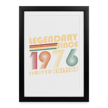 Légendaire depuis 1976 Anniversaire vintage - Affiche encadrée (27 × 37 cm) - noir - Devant