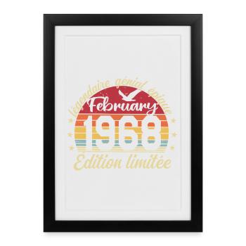 February 1968 Birthday February 1968 Retro 1968 - Framed poster (27 × 37 cm) - black - Front