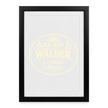 Amoureux de la forêt Cadeau Introverti Nature - Affiche encadrée (27 × 37 cm) - noir - Devant
