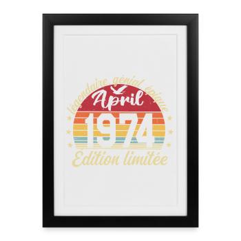 1974 April Birthday April 1974 - Framed poster (27 × 37 cm) - black - Front