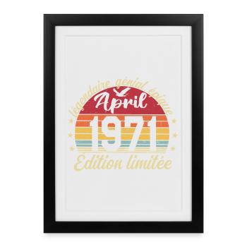 1971 avril Anniversaire avril 1971 - Affiche encadrée (27 × 37 cm) - noir - Devant