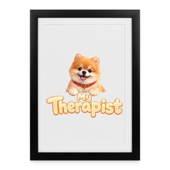 Pomeranian My Therapist - Framed poster (27 × 37 cm) - black - Front