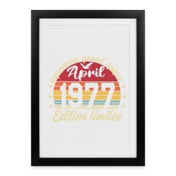1977 avril Anniversaire avril 1977 - Affiche encadrée (27 × 37 cm) - noir - Devant
