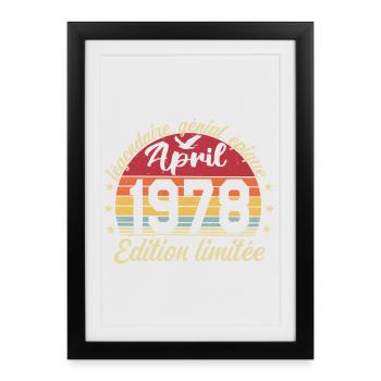 1978 avril Anniversaire avril 1978 - Affiche encadrée (27 × 37 cm) - noir - Devant