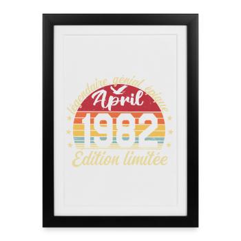 1982 avril Anniversaire avril 1982 - Affiche encadrée (27 × 37 cm) - noir - Devant