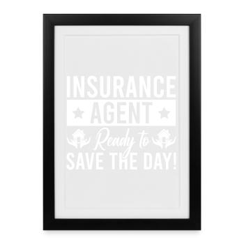 Insurance Agent Costume Save The Day Medicare - Framed poster (27 × 37 cm) - black - Front