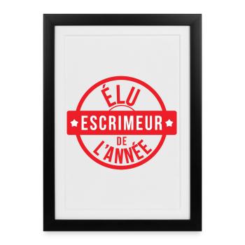 Élu Escrimeur de l'Année Tampon Médaille - Affiche encadrée (27 × 37 cm) - noir - Devant