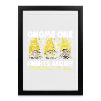 Gnome One combat seul le cancer de la vessie jaune - Affiche encadrée (27 × 37 cm) - noir - Devant