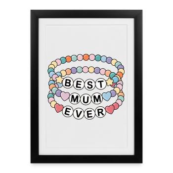 Meilleure maman de tous les temps - collier de perles pour la fête des mères - Affiche encadrée (27 × 37 cm) - noir - Devant
