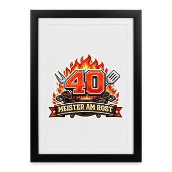 40 Master on the grill - Framed poster (27 × 37 cm) - black - Front
