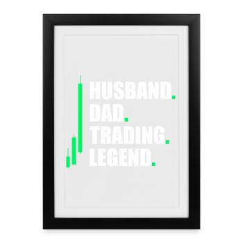 Mari Papa Trading en bourse Trader en bourse - Affiche encadrée (27 × 37 cm) - noir - Devant