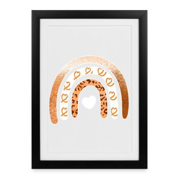 Arc du Cœur Arc-en-ciel Léopard - Affiche encadrée (27 × 37 cm) - noir - Devant