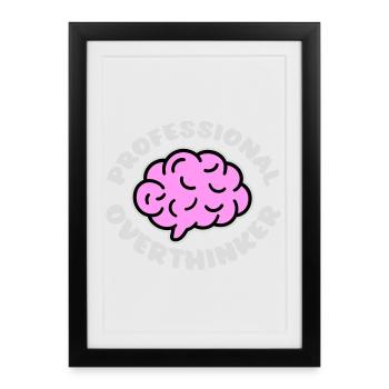 Logo drôle d’anxiété drôle et sombre de la réflexion professionnelle - Affiche encadrée (27 × 37 cm) - noir - Devant
