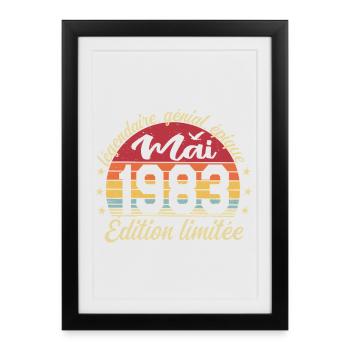 les légendes sont nées mai 1983 - Affiche encadrée (27 × 37 cm) - noir - Devant