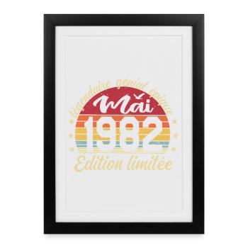 les légendes sont nées mai 1982 - Affiche encadrée (27 × 37 cm) - noir - Devant