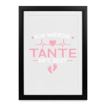 Je vais être tante 2027 - Cadeau d’annonce du bébé - Affiche encadrée (27 × 37 cm) - noir - Devant
