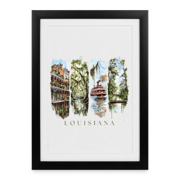 Louisiana Vacation Travel – Bayou & New Orleans - Framed poster (27 × 37 cm) - black - Front