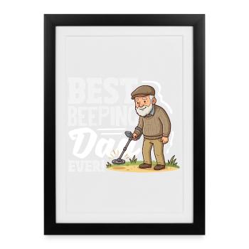 Meilleur détecteur de père bip - Affiche encadrée (27 × 37 cm) - noir - Devant