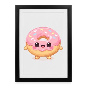 Sourire en Donut Kawaii - Affiche encadrée (27 × 37 cm) - noir - Devant