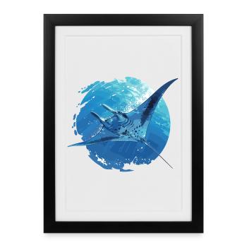 Raies Manta Raies - Affiche encadrée (27 × 37 cm) - noir - Devant