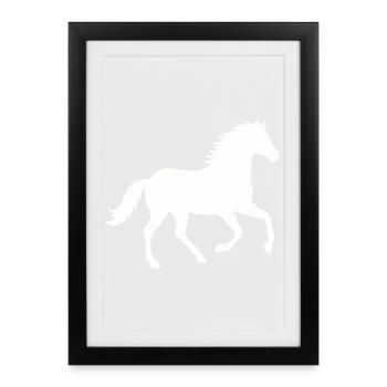 Silhouette d’un cheval sauvage - Affiche encadrée (27 × 37 cm) - noir - Devant