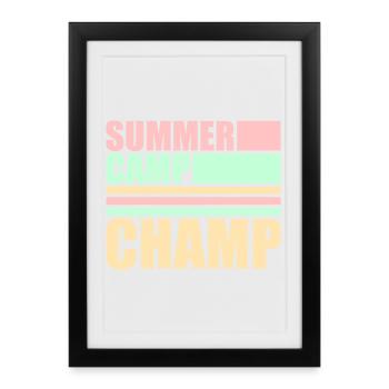 Summer Camp Champ Fun Kids Outdoor Adventure - Framed poster (27 × 37 cm) - black - Front