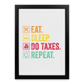 Eat Sleep Control Repeat - Framed poster (27 × 37 cm) - black - Front