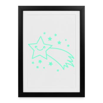 Smiling Star Comet - Framed poster (27 × 37 cm) - black - Front