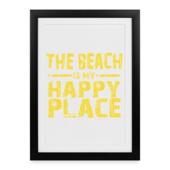 La plage est mon endroit heureux - Affiche encadrée (27 × 37 cm) - noir - Devant