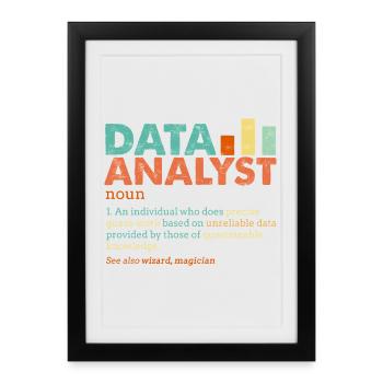 Data Analyst Retro Color Blocks - Affiche encadrée (27 × 37 cm) - noir - Devant