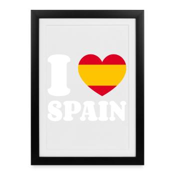 I Love Spain Spain-Love Heart Spain Fan - Framed poster (27 × 37 cm) - black - Front