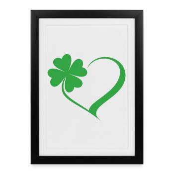 Cœur de trèfle vert - Affiche encadrée (27 × 37 cm) - noir - Devant