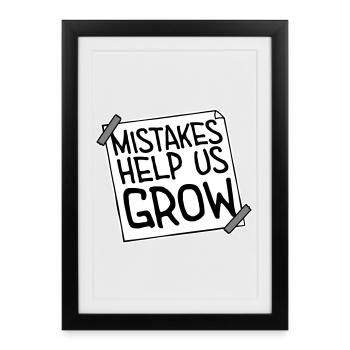 Mistakes Help Us Grow Funny Motivational Growth - Framed poster (27 × 37 cm) - black - Front