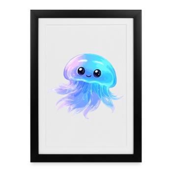 Blue Dream jelly jellyfish - Framed poster (27 × 37 cm) - black - Front