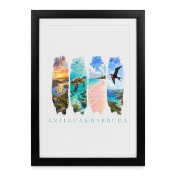 Antigua Barbuda Travel – Caribbean Beach & Sea - Framed poster (27 × 37 cm) - black - Front