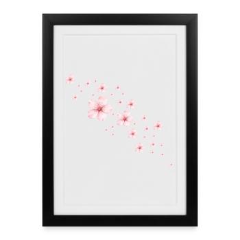 Illustration délicate de fleurs de cerisier - Affiche encadrée (27 × 37 cm) - noir - Devant