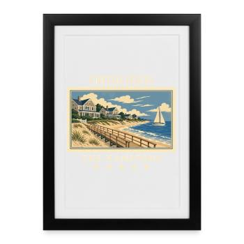 USA The Hamptons Vintage Travel Brand - Framed poster (27 × 37 cm) - black - Front