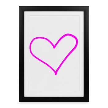Pink Heart Gift Idea Pink Love in Love - Framed poster (27 × 37 cm) - black - Front