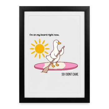 Canard au paddle debout - Affiche encadrée (27 × 37 cm) - noir - Devant