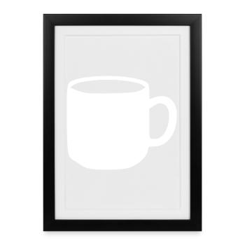 Cadeau de la tasse blanche - Affiche encadrée (27 × 37 cm) - noir - Devant