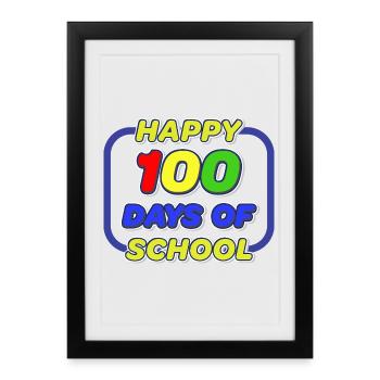 Joyeux 100 jours d’école - Schulkind Design - Affiche encadrée (27 × 37 cm) - noir - Devant